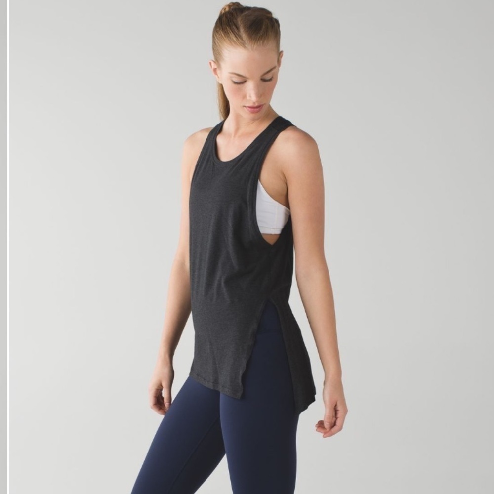 Lululemon Tie & Go Soft Pima Cotton Tank in Heathered Black
